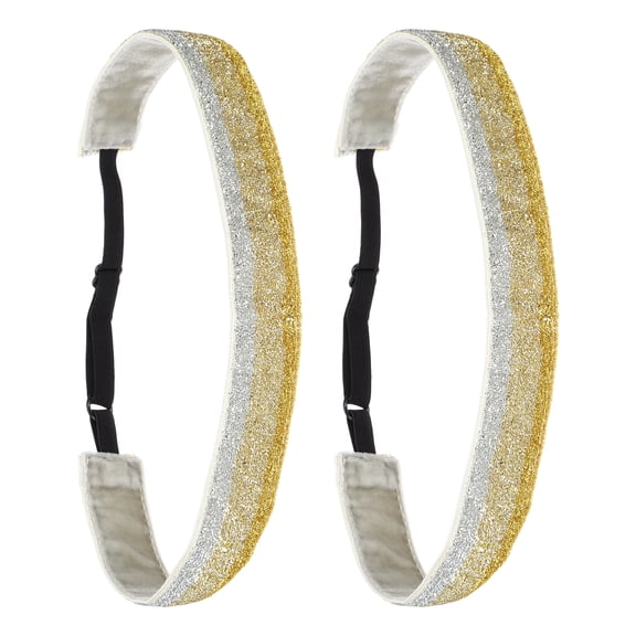 Uxcell 2Pcs Women's Headband Non-Slip Bling Sparkle Elastic Athletic Hair Band Gym Running Yoga Workout Travel Yellow