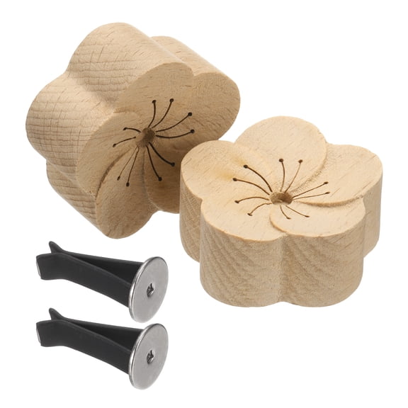 Uxcell 2Pcs Wood Essential Oil Diffuser, Beech Finish Plum Car Diffuser for Essential Oils Small Wooden Aroma Scent Diffuser with Car Clip for Car, Home, and Office
