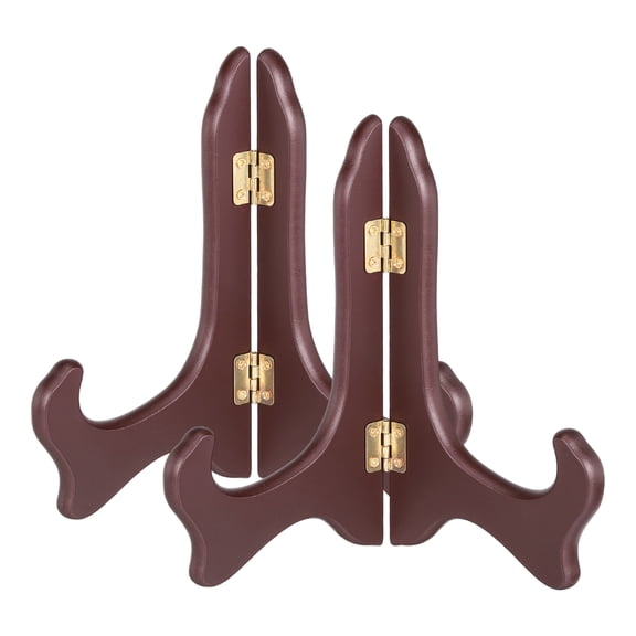 Uxcell 2Pcs Wooden Easel Plate Holder, 8" Small Wood Easels Folding Table Display Stand for Decorative Picture Frame Book Artwork Desktop Ornaments, Burgundy