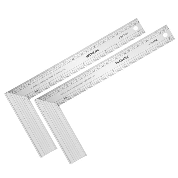 Uxcell 2Pcs Woodworking Square Ruler 12" Stainless Steel Try Square Precision Framing Carpenter Tool Metal Right Angle Ruler with Alloy Handle for Professional Carpentry, Silver
