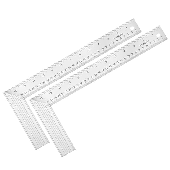 Uxcell 2Pcs Woodworking Square Ruler 14" Stainless Steel Try Square Precision Framing Carpenter Tool Metal Right Angle Ruler with Alloy Handle for Professional Carpentry, Silver