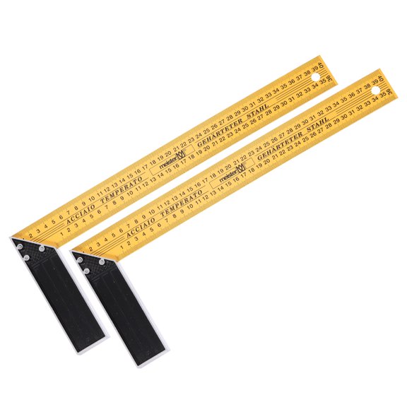 Uxcell 2Pcs Woodworking Square Ruler 16" Carbon Steel Try Square Metric Precision Framing Carpenter Tool Right Angle Ruler with Aluminium Handle for Professional Carpentry, Yellow Black