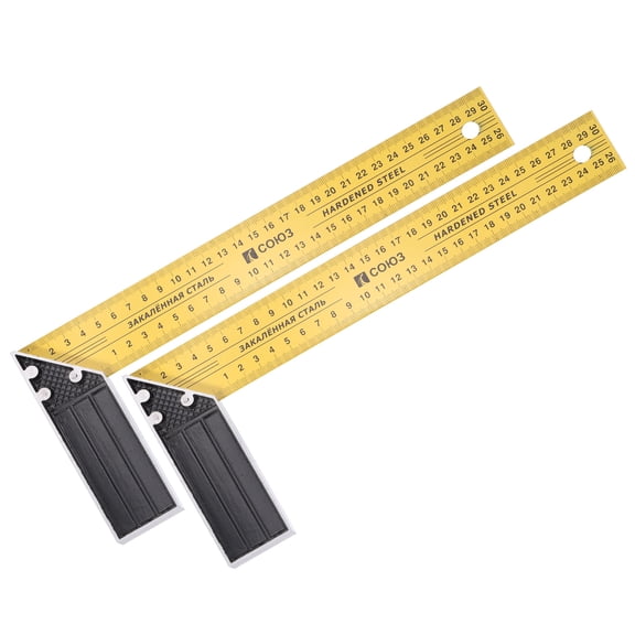 Uxcell 2Pcs Woodworking Square Ruler 6" Carbon Steel Try Square Metric Precision Framing Carpenter Tool Right Angle Ruler with Aluminium Handle for Professional Carpentry, Yellow Black