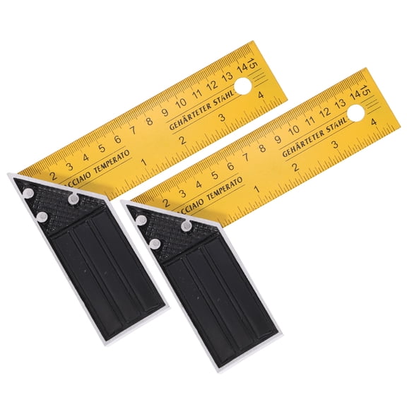 Uxcell 2Pcs Woodworking Square Ruler 6" Carbon Steel Try Square Precision Framing Carpenter Tool Right Angle Ruler with Aluminium Handle for Professional Carpentry, Yellow Black