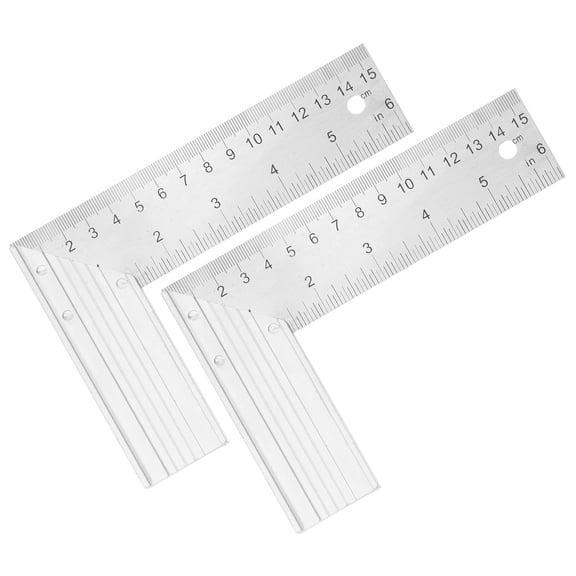 Uxcell 2Pcs Woodworking Square Ruler 6" Stainless Steel Try Square Precision Framing Carpenter Tool Metal Right Angle Ruler with Alloy Handle for Professional Carpentry, Silver