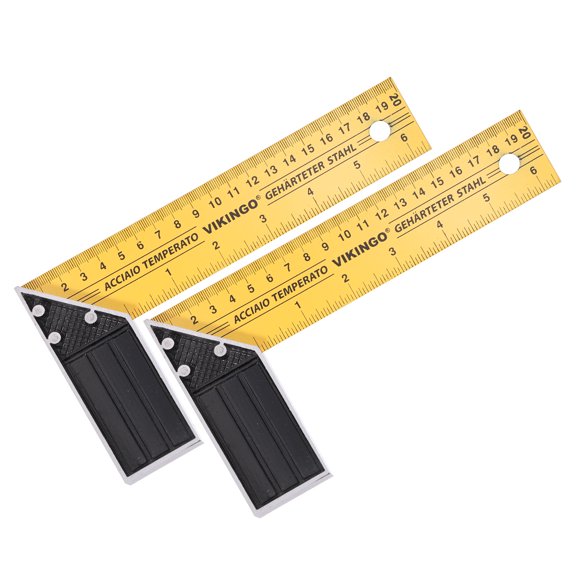 Uxcell 2Pcs Woodworking Square Ruler 8" Carbon Steel Try Square Precision Framing Carpenter Tool Right Angle Ruler with Aluminium Handle for Professional Carpentry, Yellow Black