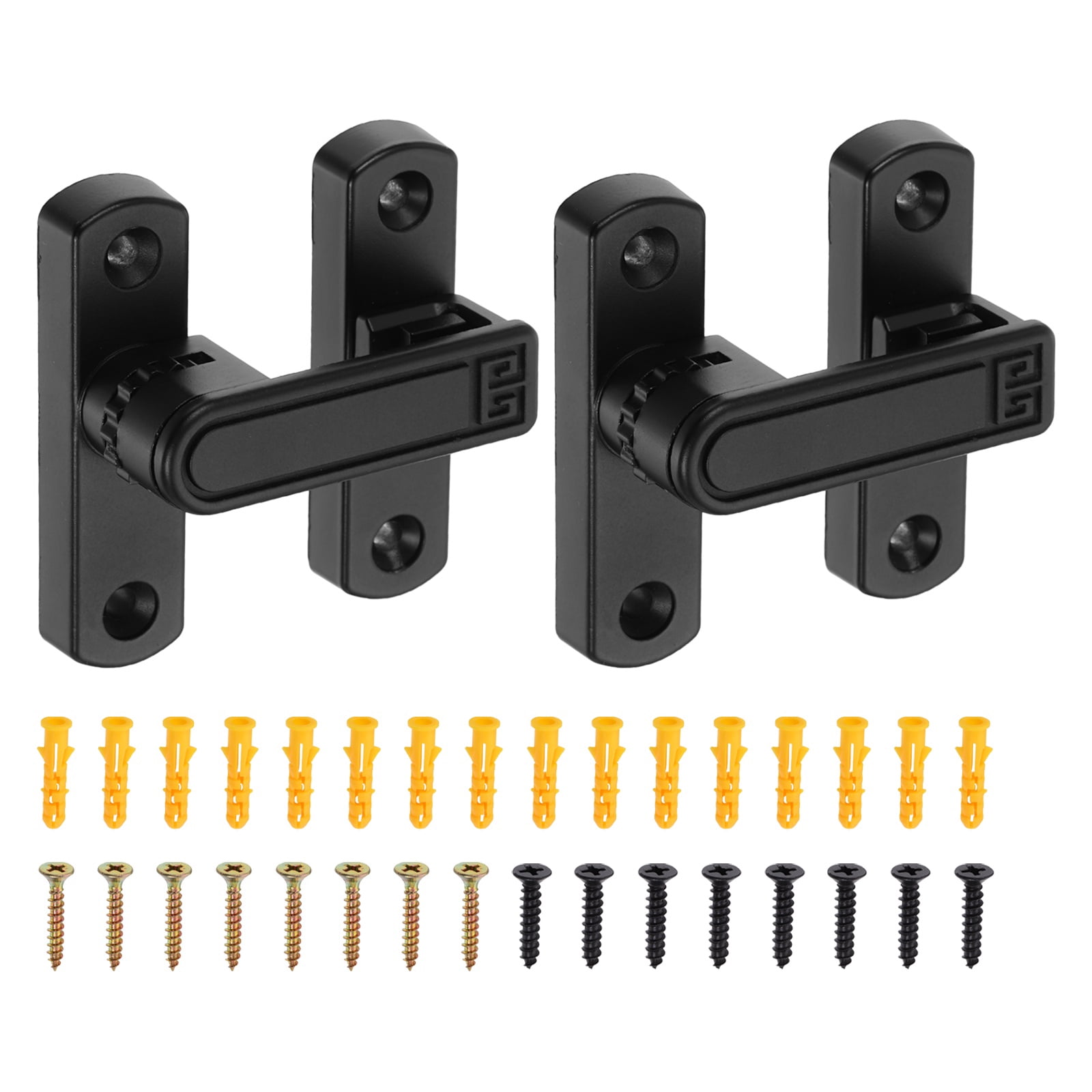 Uxcell 2PcsBarn Door Lock, Zinc Alloy 90/180 Degree Flip Gate Latches, Adjustable Security Sliding Door Latch Lock Hardware with Screws for Cabinet, Bathroom, Window, Garden, Black