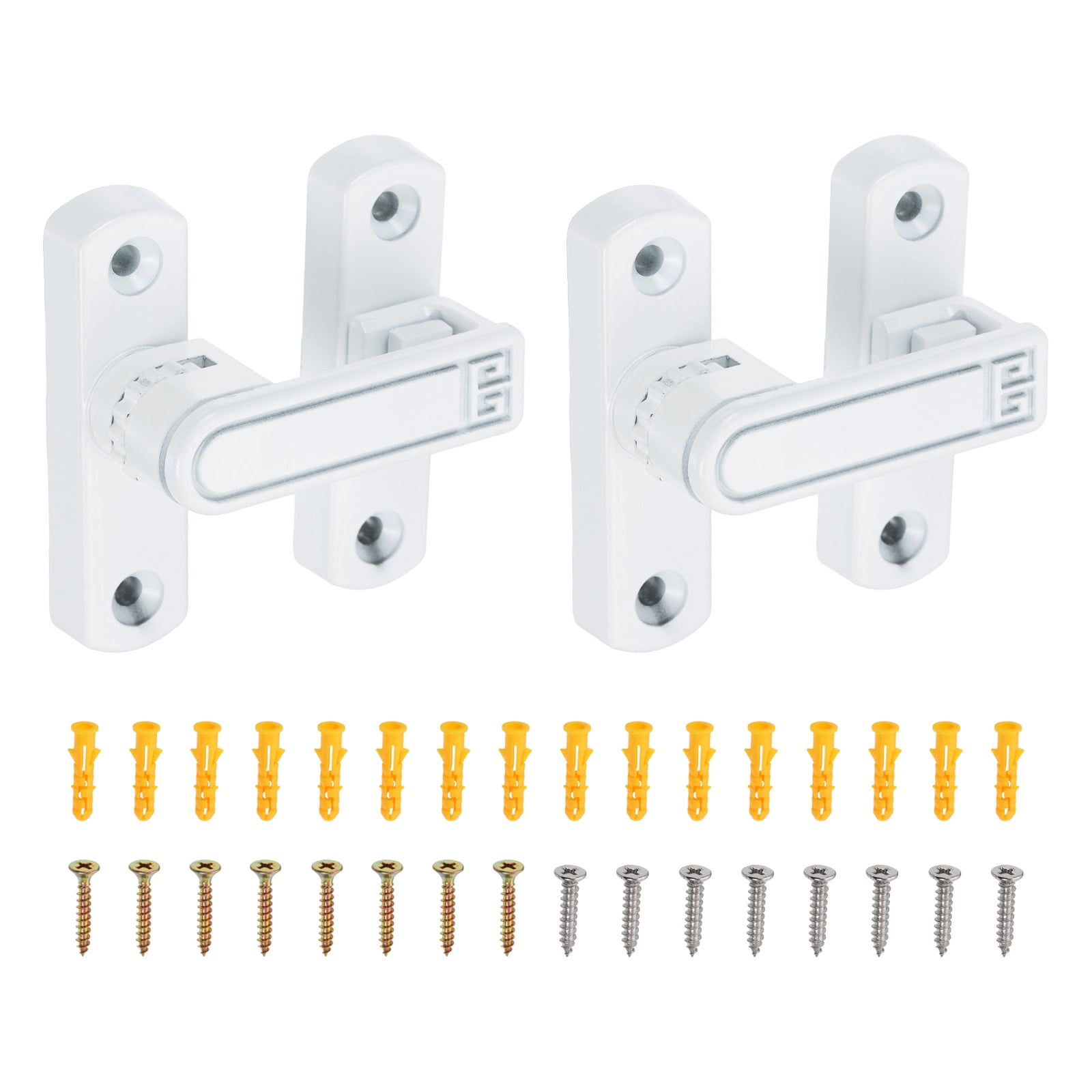 Uxcell 2PcsBarn Door Lock, Zinc Alloy 90/180 Degree Flip Gate Latches, Adjustable Security Sliding Door Latch Lock Hardware with Screws for Cabinet, Bathroom, Window, Garden, White
