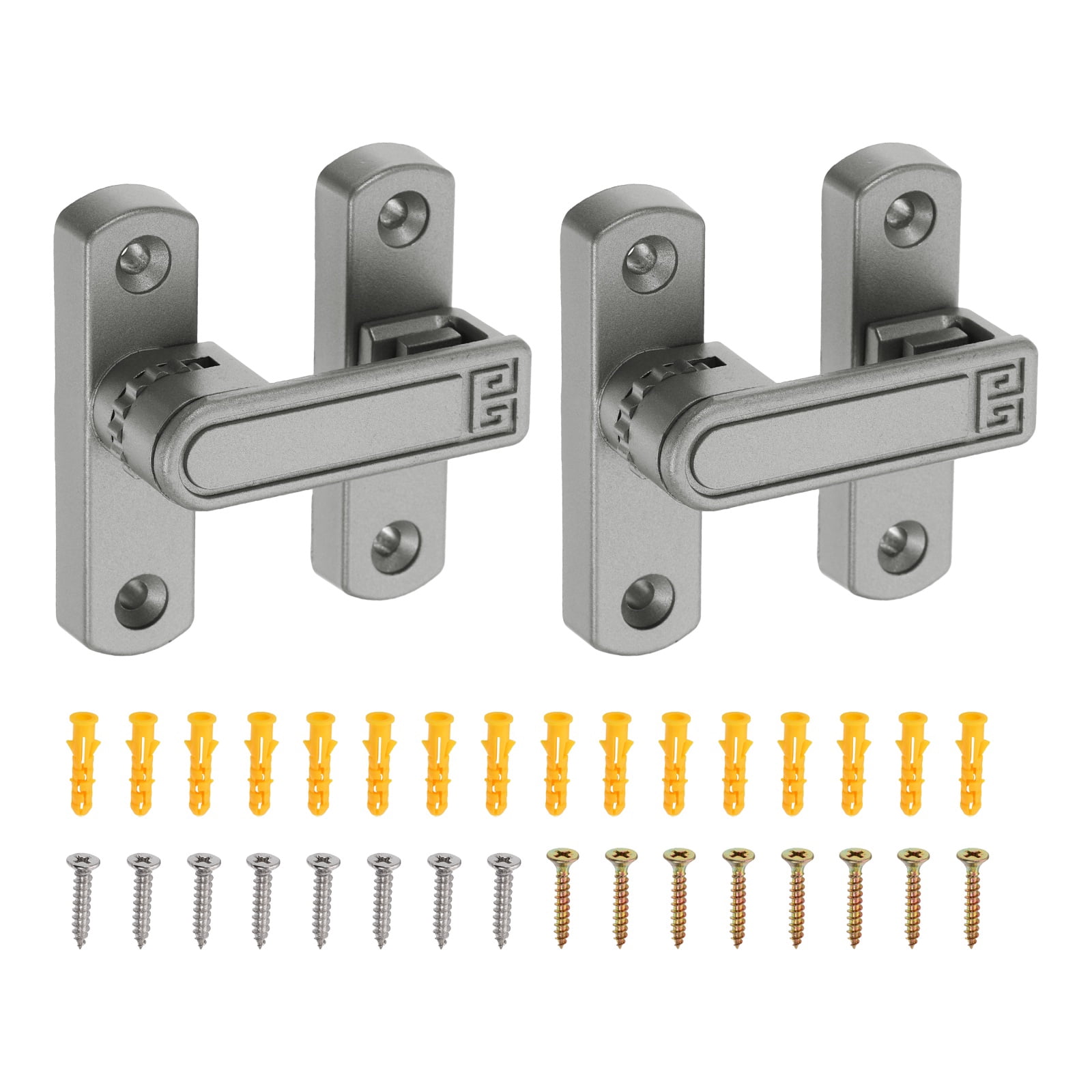 Uxcell 2PcsBarn Door Lock, Zinc Alloy 90/180 Degree Flip Gate Latches, Adjustable Security Sliding Door Latch Lock Hardware with Screws for Cabinet, Bathroom, Window, Garden, Gray