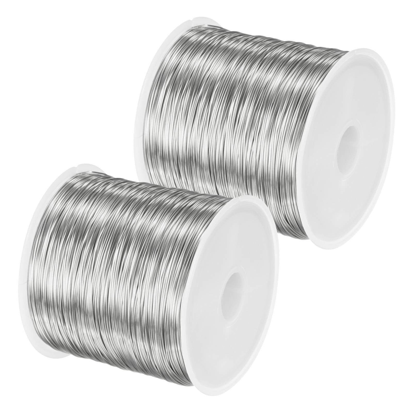 Uxcell 2Roll 0.4mm Jewelry Wire, 26 Gauge 328FT Craft Wire Copper Beading Wire for Jewelry Making, Soft Metal Wires [100M, Silver]