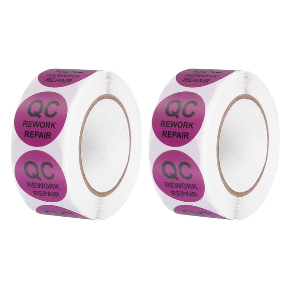 Uxcell 2Roll 1000Pcs QC Rework Repair Labels, 1 Inch Inventory Quality Control Stickers