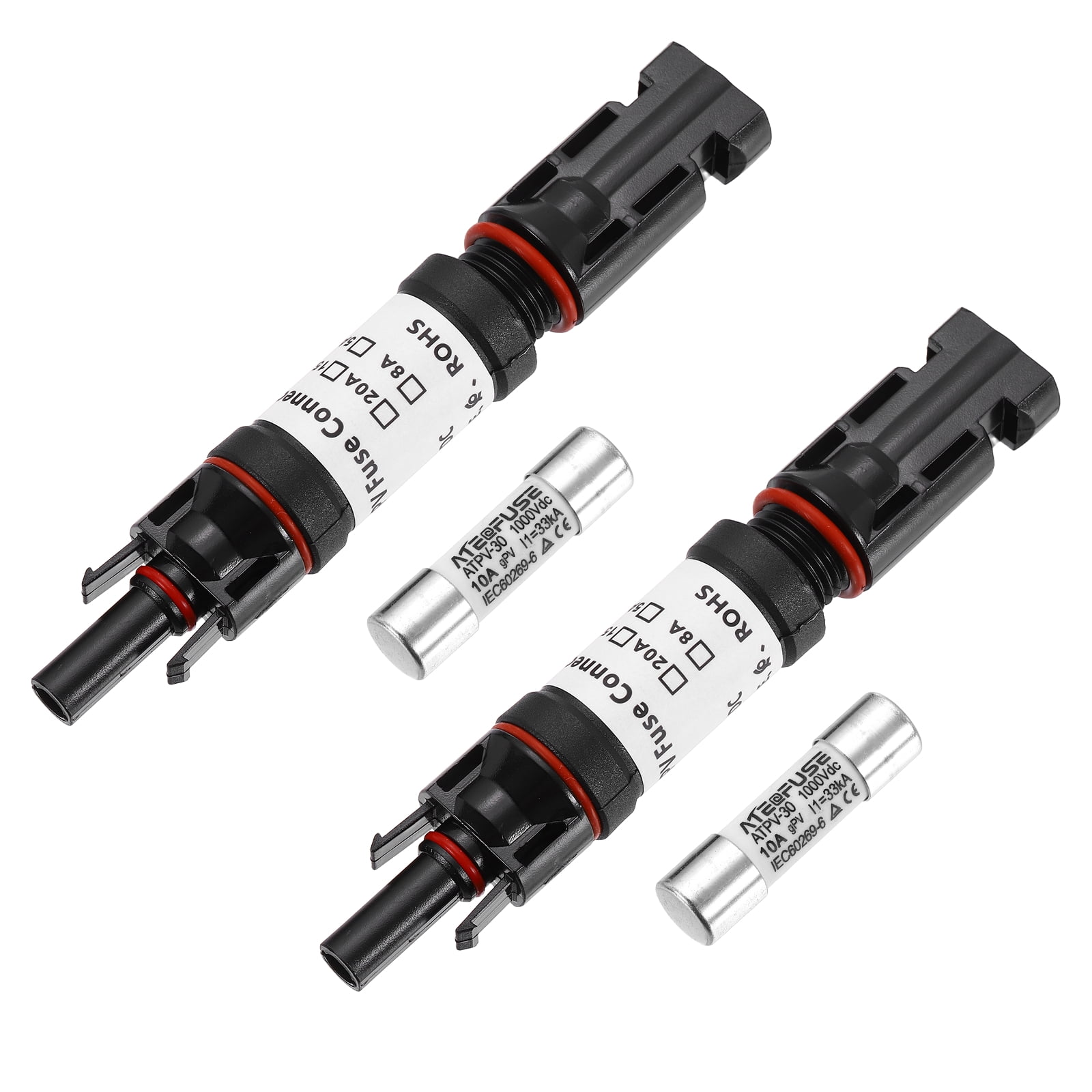 Uxcell 2Set 10A Solar Fuse Holder Inline, 1000V IP67 Waterproof Male and Female Connector with Fuse for Solar Photovoltaic System