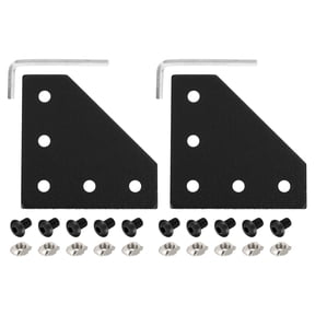 Uxcell 2Set 2020 Corner Bracket Plate, L-Slot Aluminum Extrusion Connector, Outside Joint Plate with Screws for 2020 Series Aluminum Profile 3D Printer Frame, Black