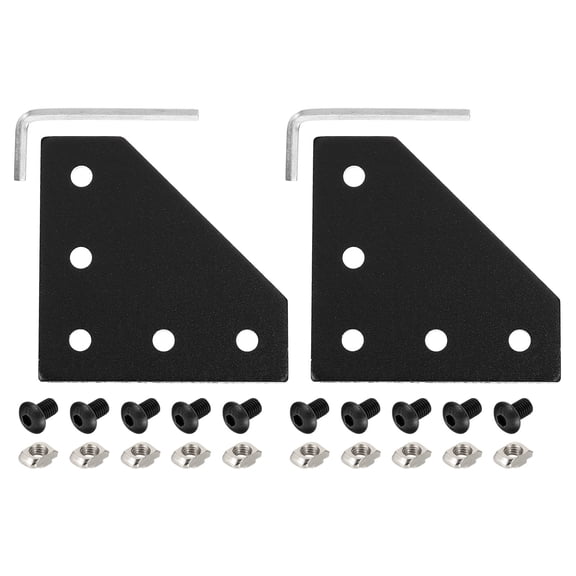 Uxcell 2Set 2020 Corner Bracket Plate, L-Slot Aluminum Extrusion Connector, Outside Joint Plate with Screws for 2020 Series Aluminum Profile 3D Printer Frame, Black