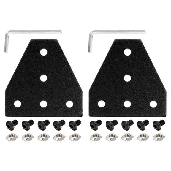 Uxcell 2Set 2020 Corner Bracket Plate, T-Slot Aluminum Extrusion Connector, Outside Joint Plate with Screws for 2020 Series Aluminum Profile 3D Printer Frame, Black