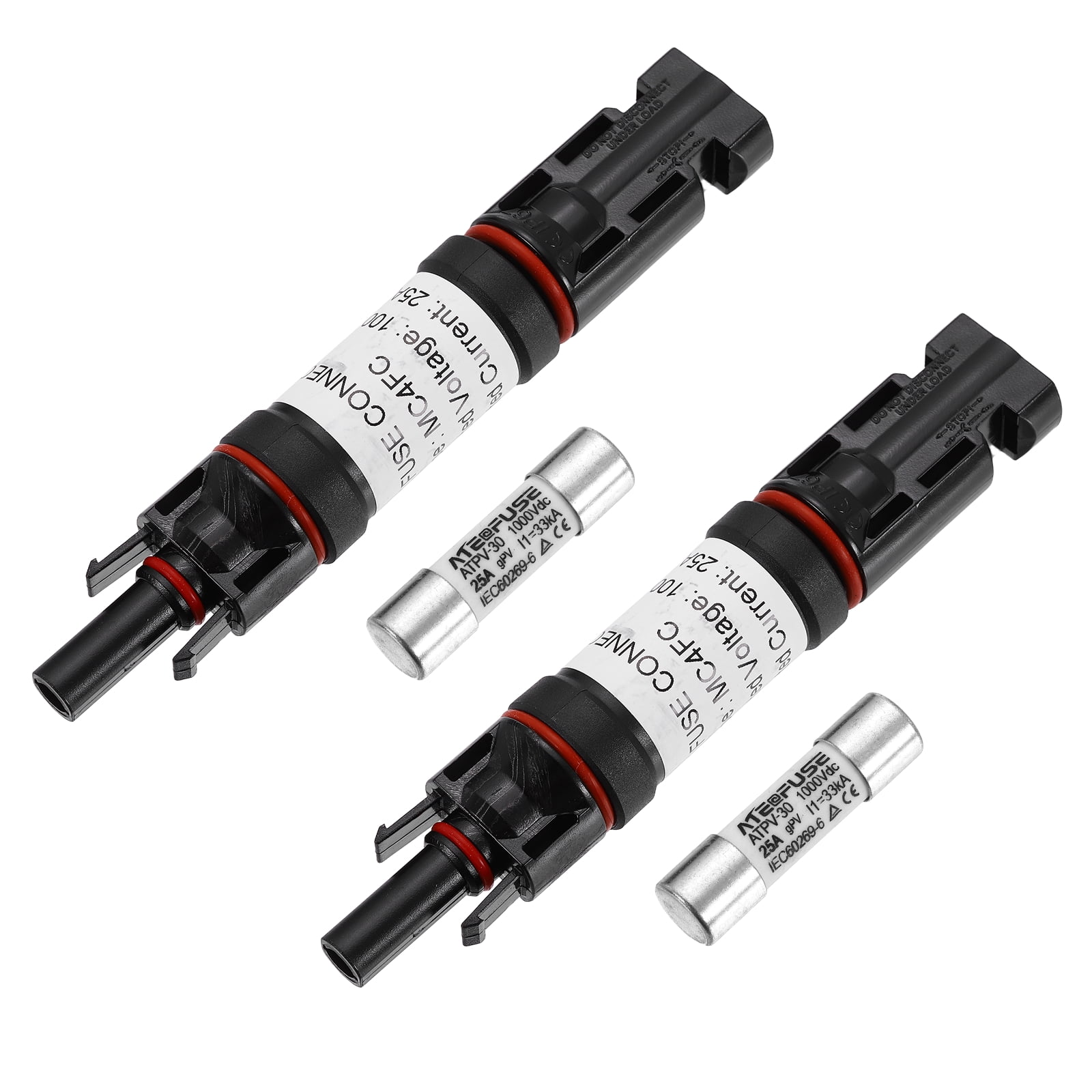 Uxcell 2Set 25A Solar Fuse Holder Inline, 1000V IP67 Waterproof Male and Female Connector with Fuse for Solar Photovoltaic System