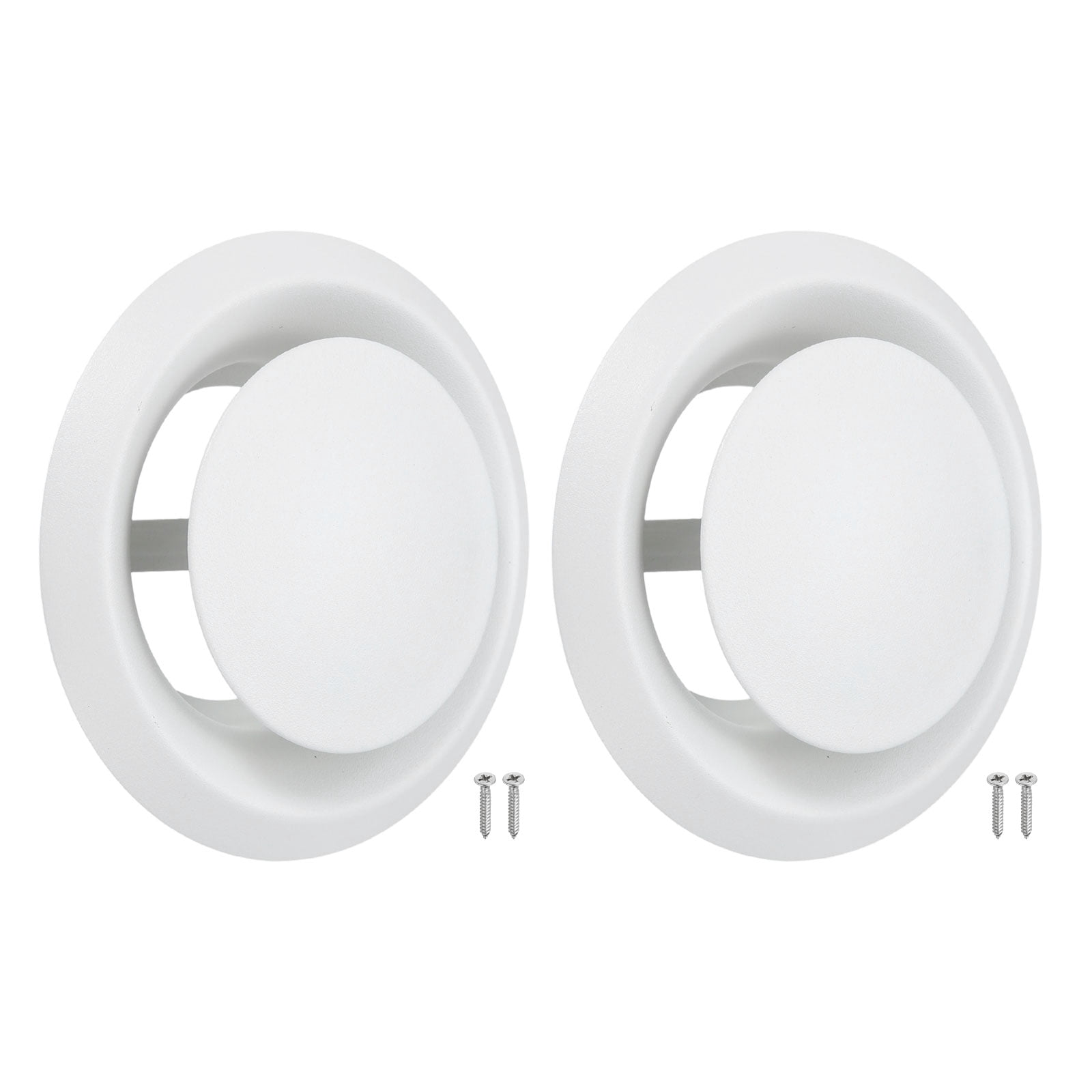 Uxcell 2Set 4 Inch Round Ceiling Diffuser, 304 Stainless Steel Adjustable Wall Air Vent Diffuser Vent Duct Cover Exhaust Supply for Kitchen Bathroom Garage, White