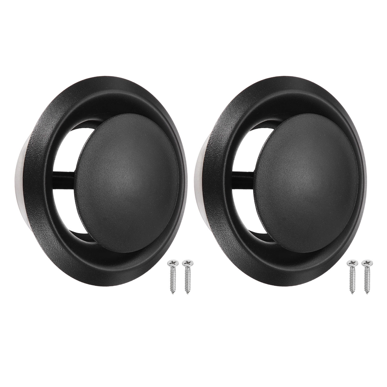 Uxcell 2Set 4 Inch Round Ceiling Diffuser, 304 Stainless Steel Adjustable Wall Air Vent Diffuser Vent Duct Cover Exhaust Supply for Kitchen Bathroom Garage, Black