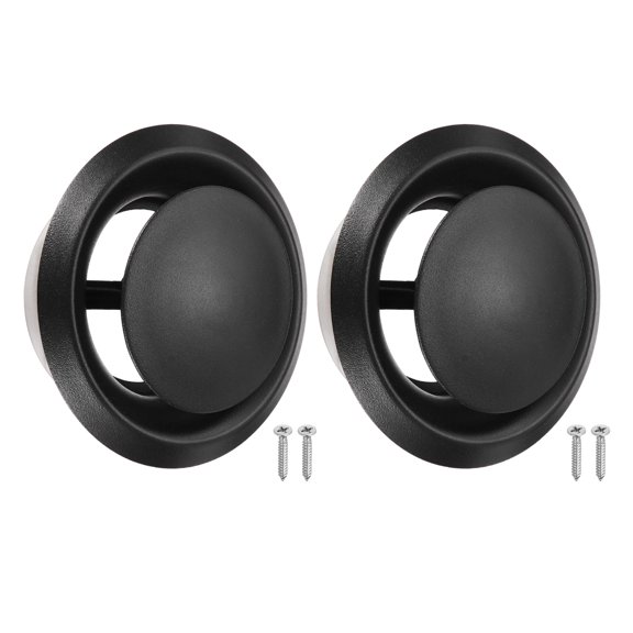 Uxcell 2Set 4 Inch Round Ceiling Diffuser, 304 Stainless Steel Adjustable Wall Air Vent Diffuser Vent Duct Cover Exhaust Supply for Kitchen Bathroom Garage, Black