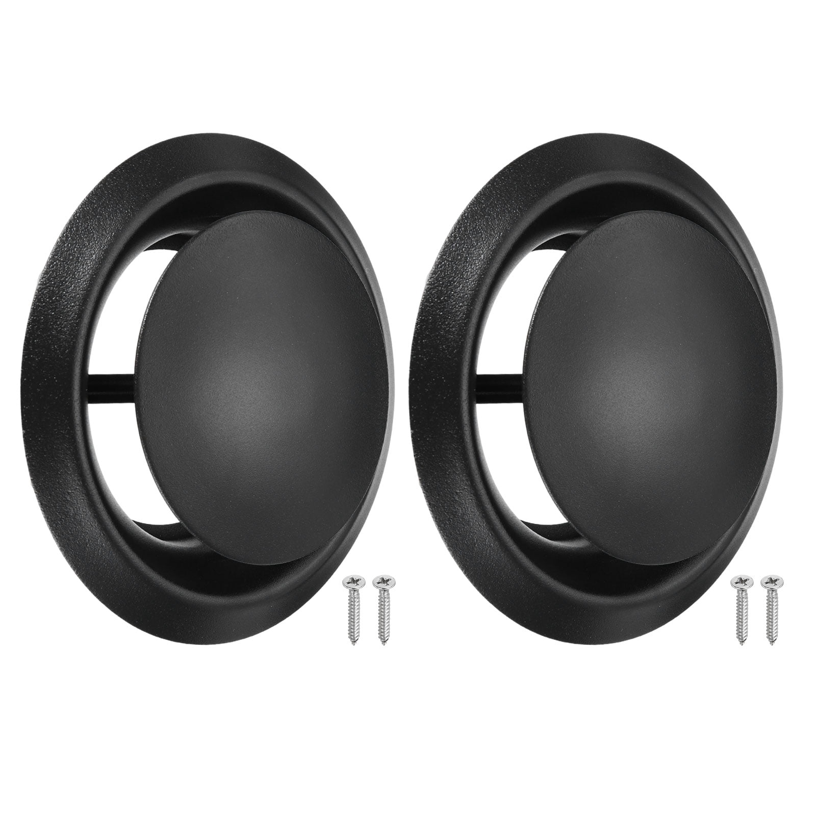Uxcell 2Set 5 Inch Round Ceiling Diffuser, 304 Stainless Steel Adjustable Wall Air Vent Diffuser Vent Duct Cover Exhaust Supply for Kitchen Bathroom Garage, Black