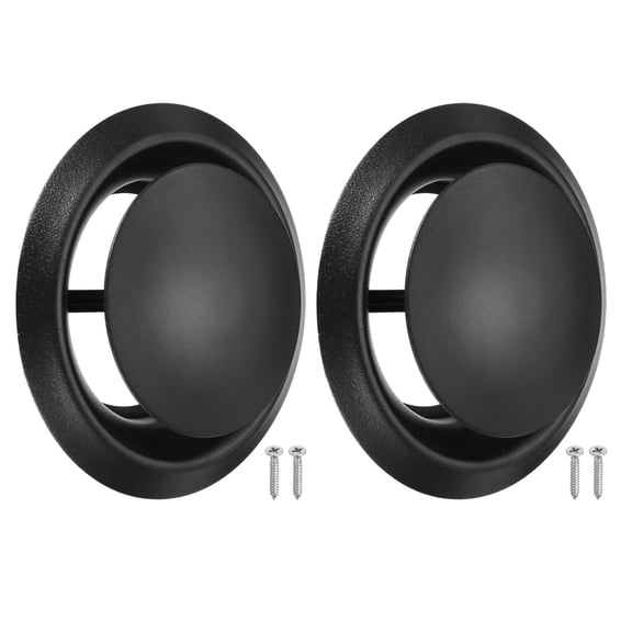 Uxcell 2Set 5 Inch Round Ceiling Diffuser, 304 Stainless Steel Adjustable Wall Air Vent Diffuser Vent Duct Cover Exhaust Supply for Kitchen Bathroom Garage, Black