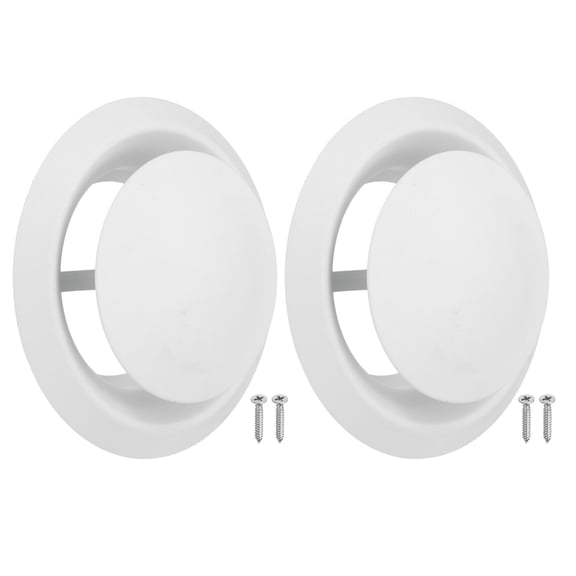 Uxcell 2Set 5 Inch Round Ceiling Diffuser, 304 Stainless Steel Adjustable Wall Air Vent Diffuser Vent Duct Cover Exhaust Supply for Kitchen Bathroom Garage, White