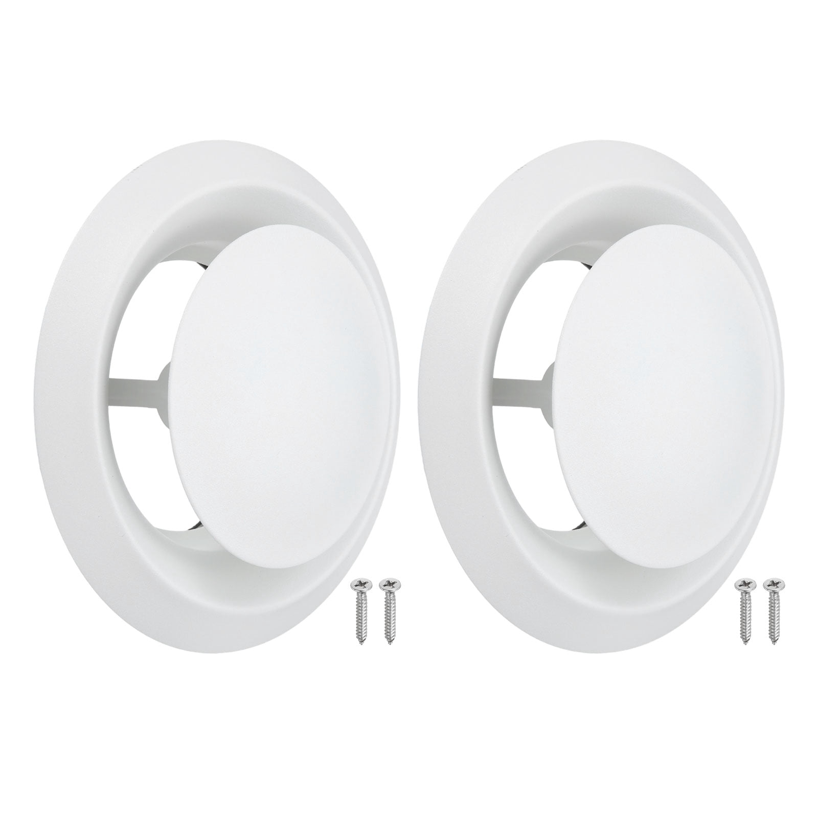 Uxcell 2Set 6 Inch Round Ceiling Diffuser, 304 Stainless Steel Adjustable Wall Air Vent Diffuser Vent Duct Cover Exhaust Supply for Kitchen Bathroom Garage, White