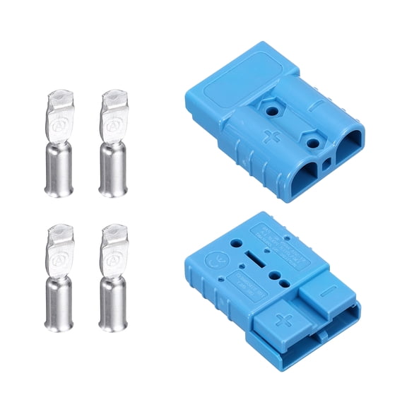 Uxcell 2Set Battery Power Connector,50A 6/8/10/12AWG Wire Harness Plug Kit, Blue