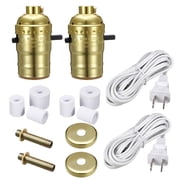 Unique Bargains 2 Set Brass Finish Bottle Lamp Adapter Kit with Rubber Adaptor and US Plug 8ft Cord
