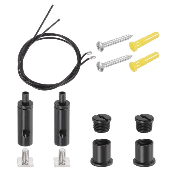 Uxcell 2Set Ceiling Hanging Wire Cable Kit, 1.6ft Bottom Adjust Adjustable Hanging Wire Rope Suspension with Square Mount Screw Kit for Pendant Chandelier Ceiling LED Panel Light, Black
