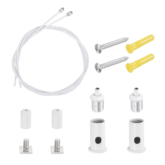 Uxcell 2Set Ceiling Hanging Wire Cable Kit, 1.6ft Top Adjust Adjustable Hanging Wire Rope Suspension with Square Mount Screw Kit for Pendant Chandelier Ceiling LED Panel Light, White