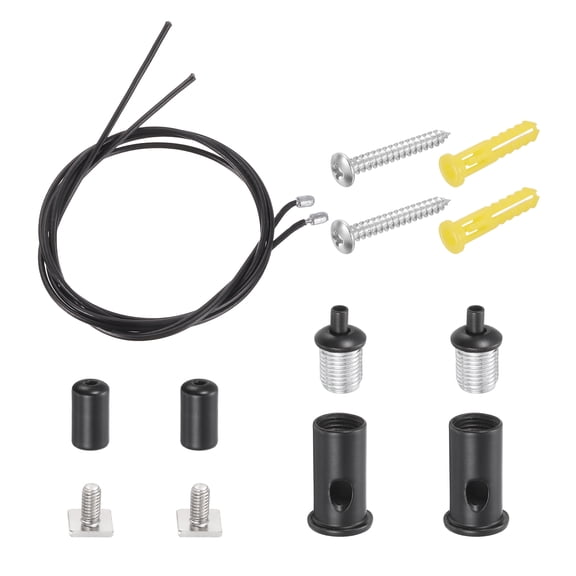Uxcell 2Set Ceiling Hanging Wire Cable Kit, 2.6ft Top Adjust Adjustable Hanging Wire Rope Suspension with Square Mount Screw Kit for Pendant Chandelier Ceiling LED Panel Light, Black