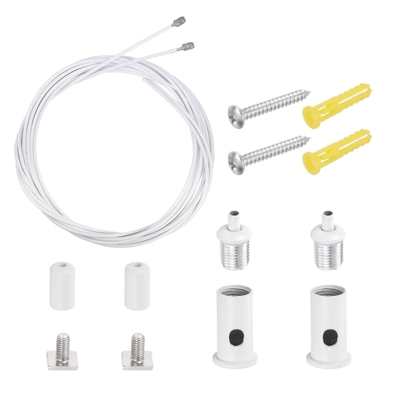 Uxcell 2Set Ceiling Hanging Wire Cable Kit, 4.9ft Top Adjust Adjustable Hanging Wire Rope Suspension with Square Mount Screw Kit for Pendant Chandelier Ceiling LED Panel Light, White