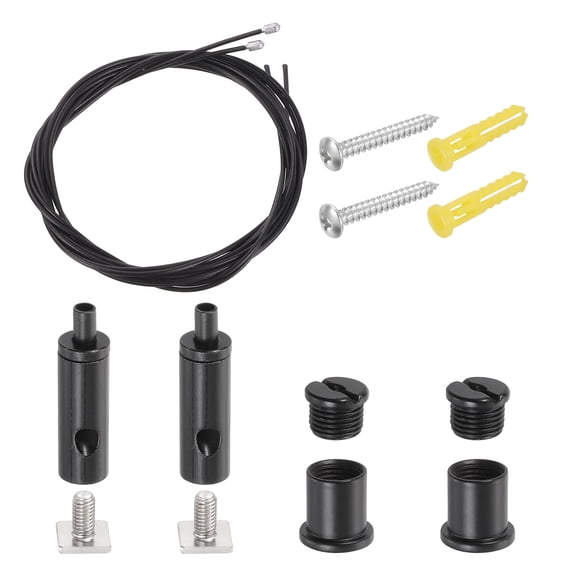 Uxcell 2Set Ceiling Hanging Wire Cable Kit, 6.6ft Bottom Adjust Adjustable Hanging Wire Rope Suspension with Square Mount Screw Kit for Pendant Chandelier Ceiling LED Panel Light, Black
