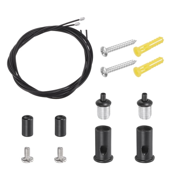 Uxcell 2Set Ceiling Hanging Wire Cable Kit, 6.6ft Top Adjust Adjustable Hanging Wire Rope Suspension with Slotted Mount Screw Kit for Pendant Chandelier Ceiling LED Panel Light, Black