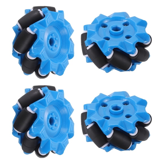 Uxcell 2Set Mecanum Wheels Set, 52mm / 2.05" ABS Rubber Omnidirectional Wheels for Smart Robot Car Parts DIY Models Accessories, Blue