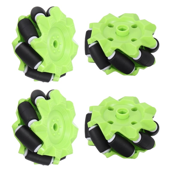 Uxcell 2Set Mecanum Wheels Set, 58mm / 2.28" ABS Rubber Omnidirectional Wheels for Smart Robot Car Parts DIY Models Accessories, Green