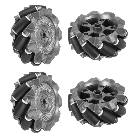 Uxcell 2Set Mecanum Wheels Set, 66mm / 2.6" ABS Rubber Omnidirectional Wheels for Smart Robot Car Parts DIY Models Accessories, Black