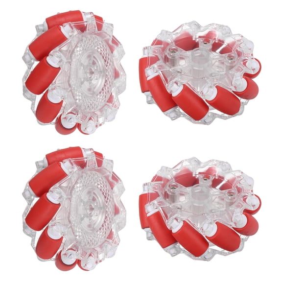 Uxcell 2Set Mecanum Wheels Set, 66mm / 2.6" ABS Rubber Omnidirectional Wheels for Smart Robot Car Parts DIY Models Accessories, Red