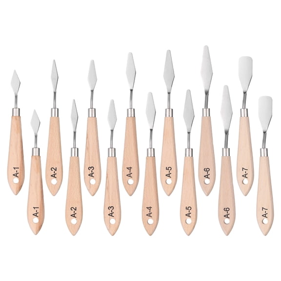 Uxcell 2Set Painting Palette Knife 6.30-7.48" Stainless Steel Blade Handle with Hole