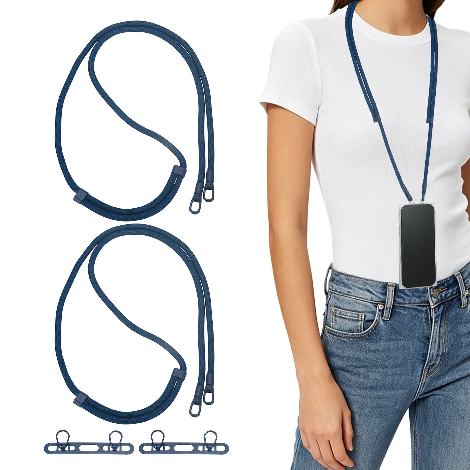 Uxcell 2Set Phone Lanyard (Blue) - Adjustable Anti Theft, Phone Strap Crossbody Neck Strap with Tether Tabs Most Smartphones, Fits Travel
