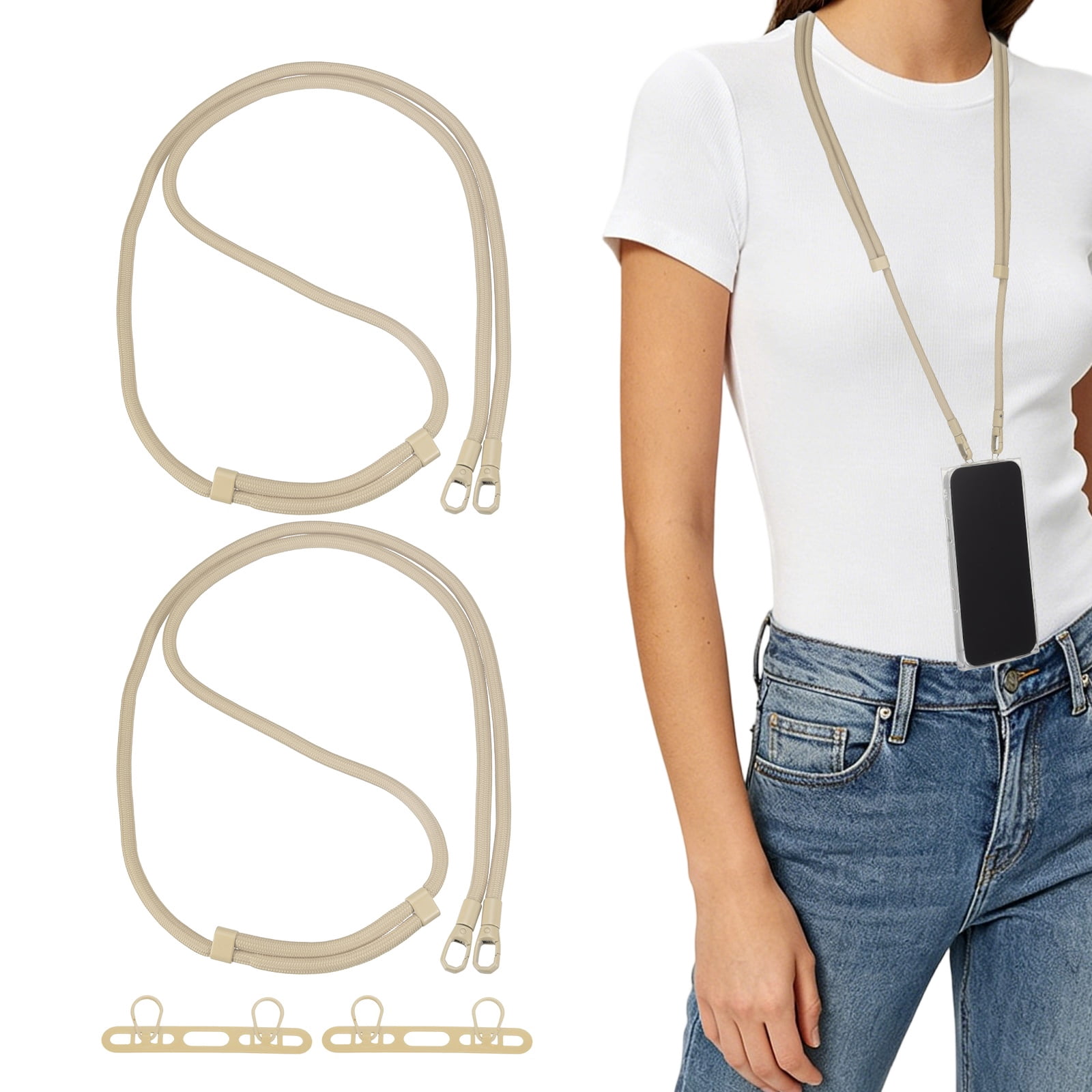 Uxcell 2Set Phone Lanyard (Camel) - Adjustable Anti Theft, Phone Strap Crossbody Neck Strap with Tether Tabs Most Smartphones, Fits Travel