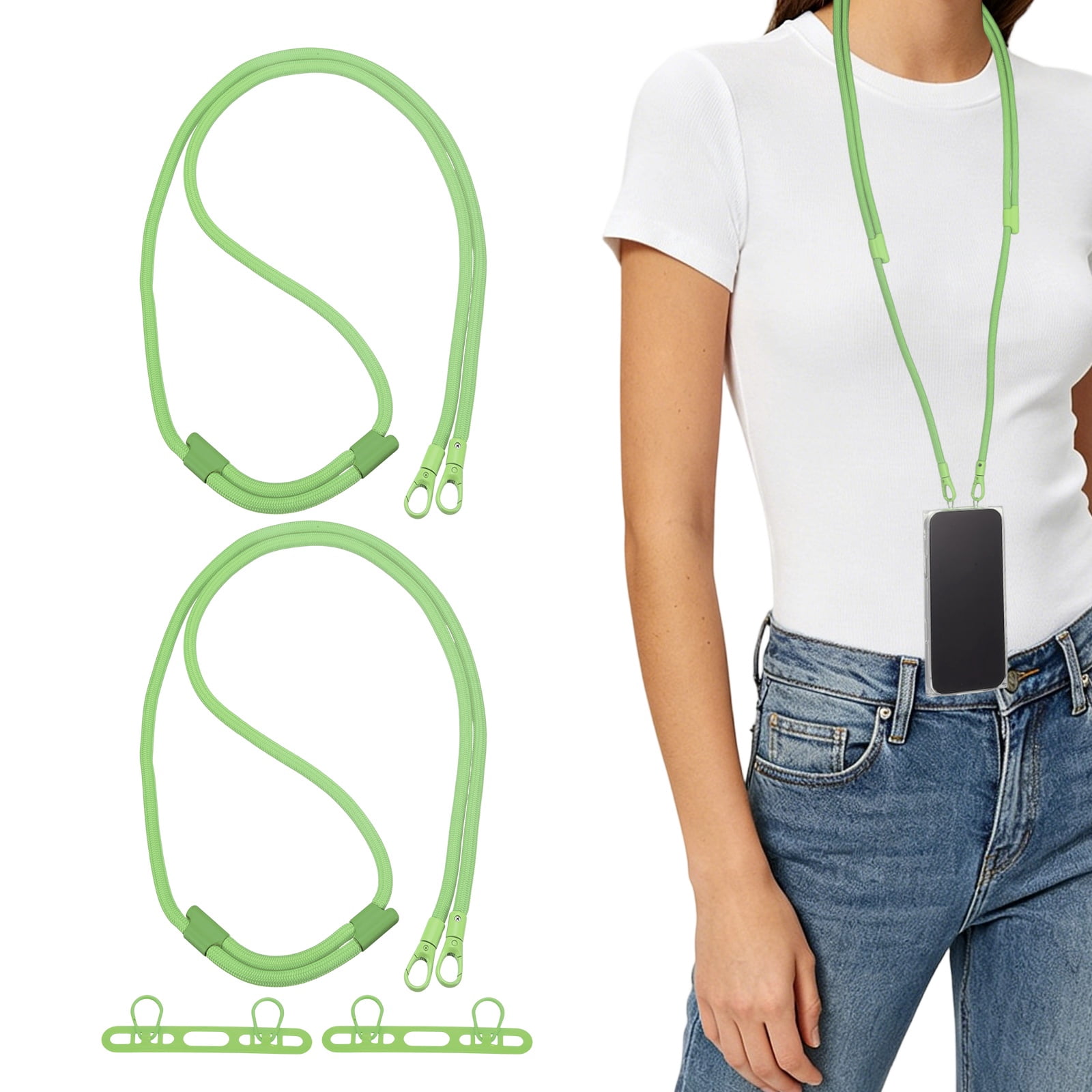 Uxcell 2Set Phone Lanyard (Green) - Adjustable Anti Theft, Phone Strap Crossbody Neck Strap with Tether Tabs Most Smartphones, Fits Travel Essentials
