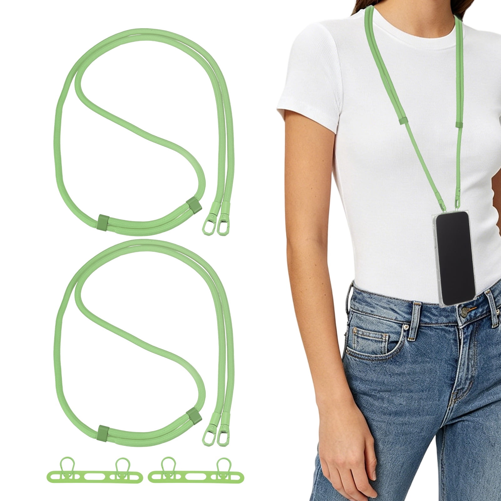 Uxcell 2Set Phone Lanyard (Green) - Adjustable Anti Theft, Phone Strap Crossbody Neck Strap with Tether Tabs Most Smartphones, Fits Travel