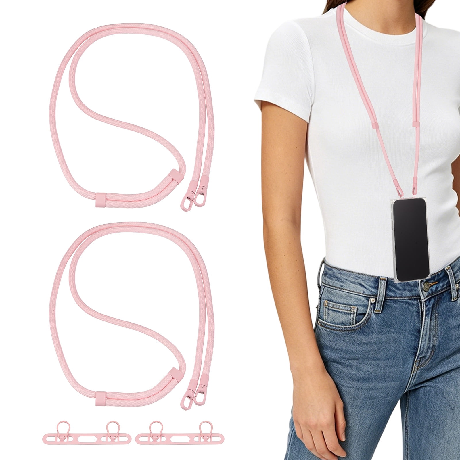 Uxcell 2Set Phone Lanyard (Light Pink) - Adjustable Anti Theft, Phone Strap Crossbody Neck Strap with Tether Tabs Most Smartphones, Fits Travel