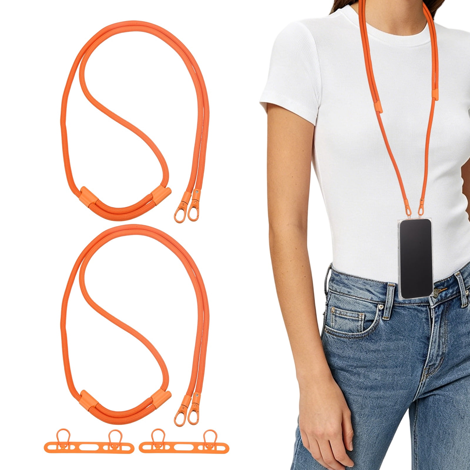 Uxcell 2Set Phone Lanyard (Orange) - Adjustable Anti Theft, Phone Strap Crossbody Neck Strap with Tether Tabs Most Smartphones, Fits Travel Essentials