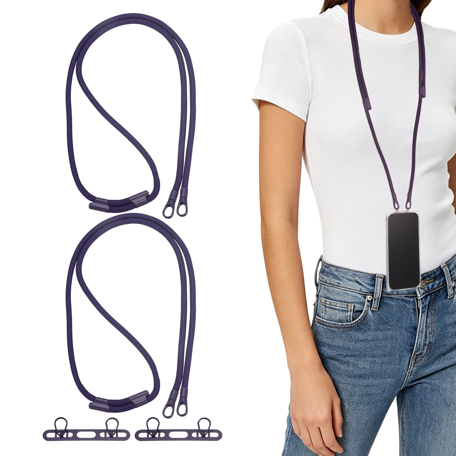 Uxcell 2Set Phone Lanyard (Purple) - Adjustable Anti Theft, Phone Strap Crossbody Neck Strap with Tether Tabs Most Smartphones, Fits Travel Essentials