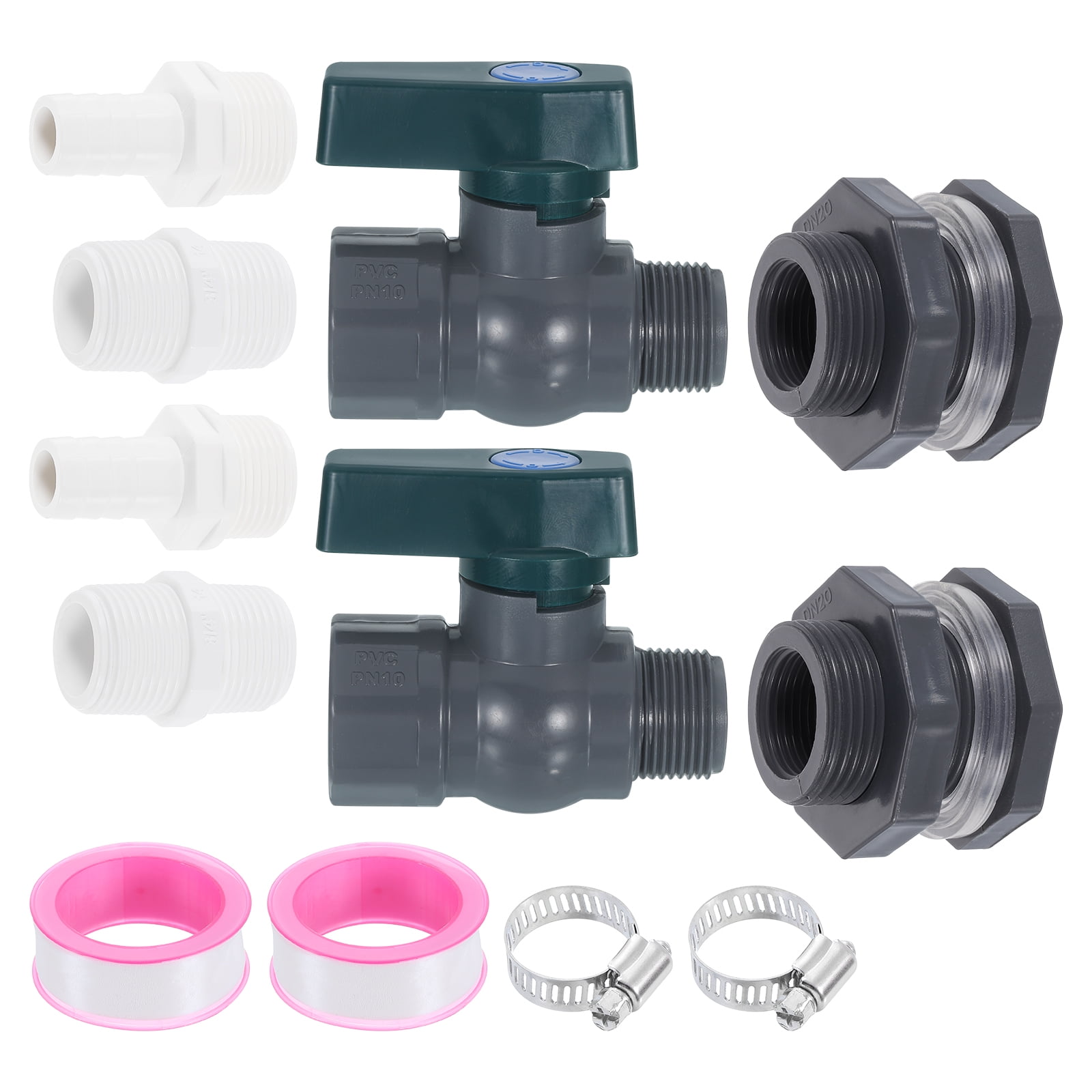Uxcell 2Set Rain Barrel Faucet Kits, 3/4" GHT Rain Barrel Spigot with ...