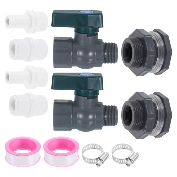 Uxcell 2Set Rain Barrel Faucet Kits, 3/4" GHT Rain Barrel Spigot with Plastic Adapter