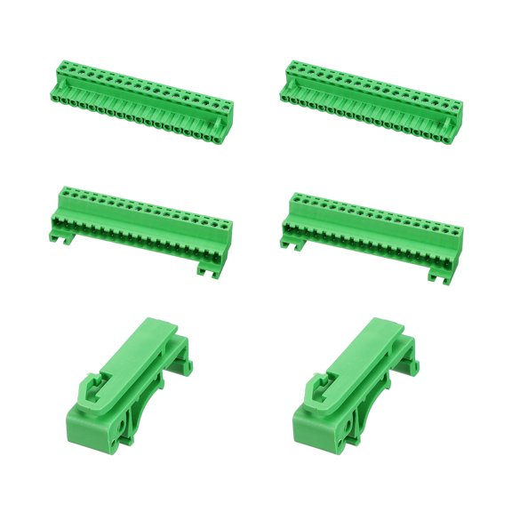 Uxcell 2Set Screw Terminal Block Connector, 18 Pin 5.23mm Pitch Copper Alloy Male & Female Type Pluggable Connector PCB Mount Terminals for Electrical Wiring, Instrument, Green
